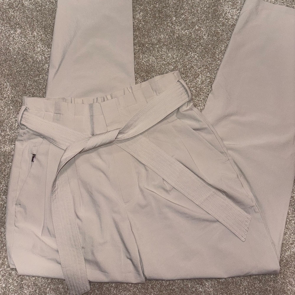 Athleta Women's Soft Gray Belted Trousers